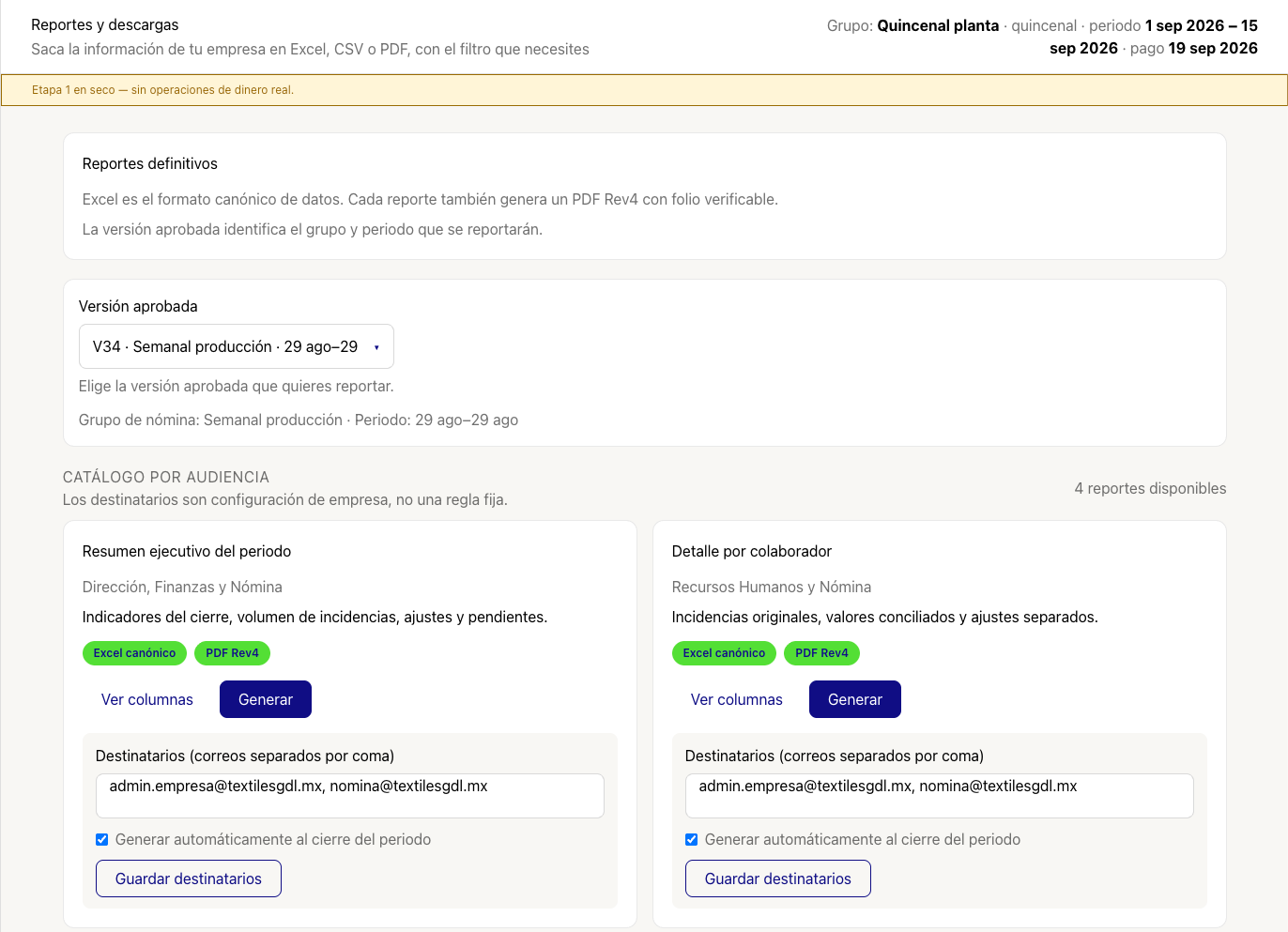 Reportes y descargas